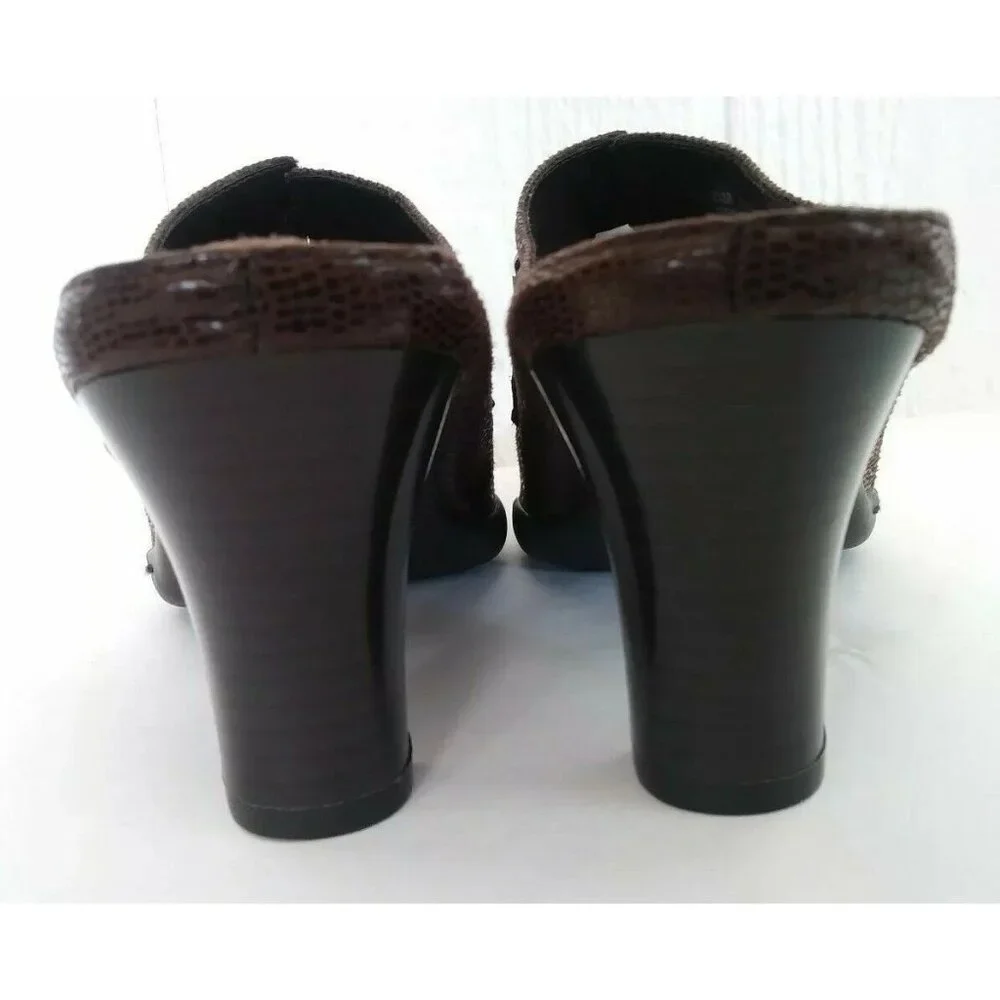 Aerosoles Cinch Worm Women's Brown Vegan Mules Slip On High Heels Sandals 7.5 B - Picture 4 of 10